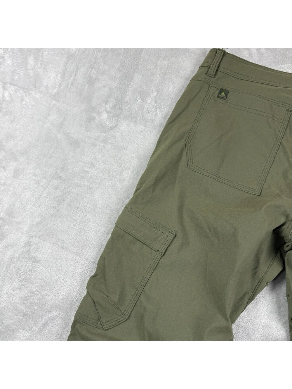 prAna Men’s Olive Rollup Cargo Hiking Pants Medium 30L Belt Hiking Gorpcore Tech